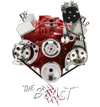 Chevy Small Block Engine Beast Serpentine Kit Brackets and Pulleys